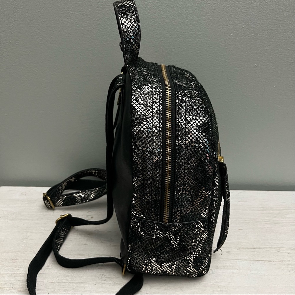 Fossil Megan Leather Metallic Snakeskin Mini Backpack - Picture 2 of 16
